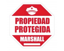 Cartel Propiedad Protegida/Alarma 24hs Marshall