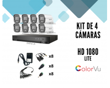 KIT DVR 8 Canales + 8 Camaras Color Vu + Accesorios
