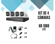 KIT DVR 4 Canales + 4 Camaras 1080lite + Accesorios