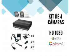 KIT eDVR 4 Canales + 2 Camaras Color Vu + Accesorios