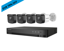 Promo Kit Hikvision Grabador -70% + 4 Camaras 2mp Bullet Plastica Vision Nocturna S/A