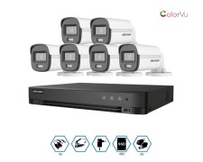 KIT HIKVISION GRABADOR + 6 CAMARAS 2MP VISION NOCTURNA A COLOR + DISCO 480GB COMPLETO