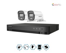 Kit Hikvision Grabador + 2 Camaras 2mp Vision Nocturna A Color + Disco 240gb Completo