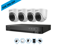 Promo Kit Hikvision Grabador-70% + 4 Camaras 2mp Domo Metalica Vision Nocturna + Disco 240gb Completo