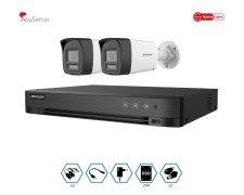 KIT HIKVISION GRABADOR + 2 CAMARAS 2MP VISION NOCTURNA A COLOR CON AUDIO + DISCO 240GB COMPLETO