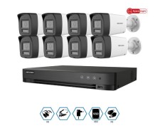 KIT HIKVISION GRABADOR + 8 CAMARAS 2MP VISION NOCTURNA A COLOR CON AUDIO + DISCO 480GB COMPLETO