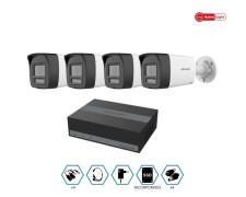 KIT HIKVISION GRABADOR EDVR + 4 CAMARAS 2MP VISION NOCTURNA A COLOR CON AUDIO + DISCO 480GB COMPLETO