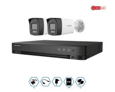 Kit Hikvision Grabador + 2 Camaras 2mp Vision Nocturna A Color Con Audio + Disco 240gb Completo