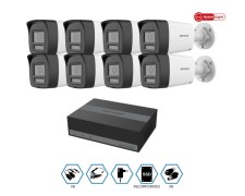 KIT HIKVISION GRABADOR EDVR + 8 CAMARAS 2MP VISION NOCTURNA A COLOR CON AUDIO + DISCO 480GB COMPLETO