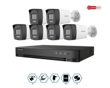 KIT HIKVISION GRABADOR + 6 CAMARAS 2MP VISION NOCTURNA A COLOR CON AUDIO + DISCO 480GB COMPLETO