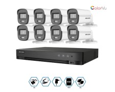 KIT HIKVISION GRABADOR + 8 CAMARAS 2MP VISION NOCTURNA A COLOR + DISCO 480GB COMPLETO